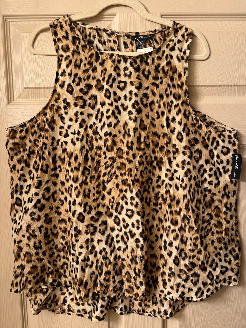 Love by Chesley Leopard Animal Print Tank Top Sleeveless Blouse Plus Size 2X